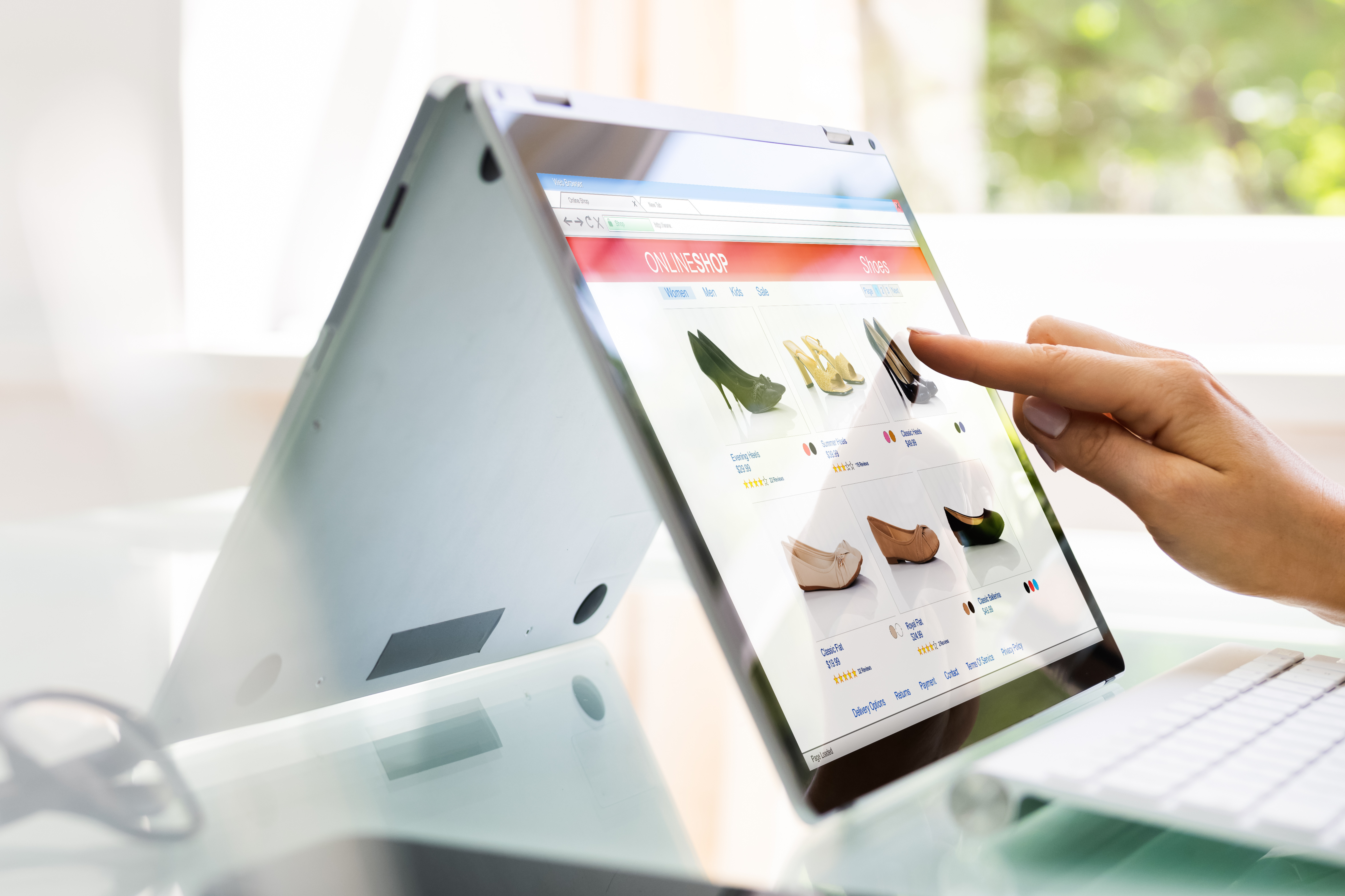 online shopping on tablet